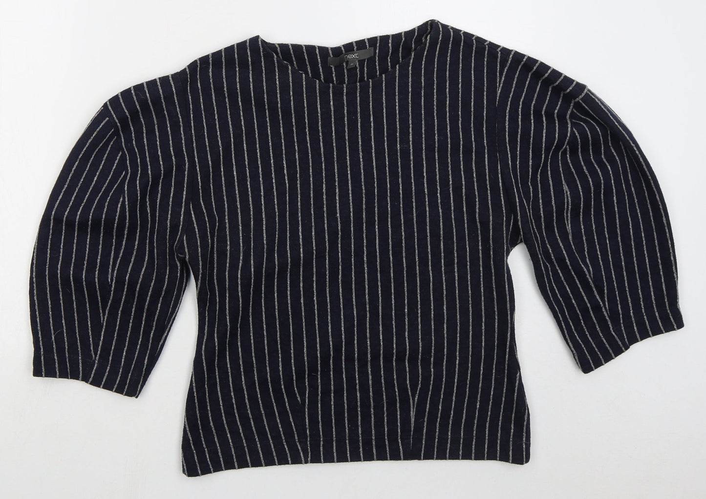 NEXT Womens Blue Round Neck Striped Cotton Pullover Jumper Size 10