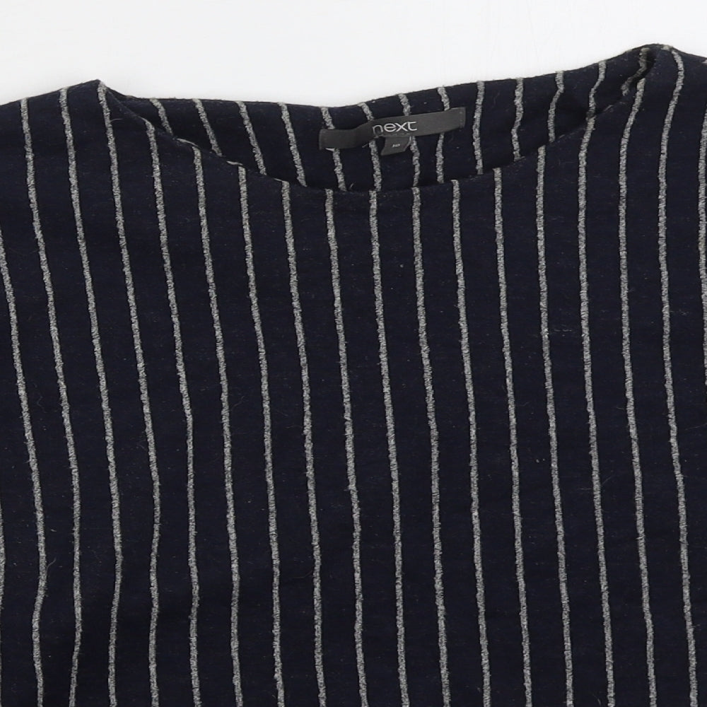 NEXT Womens Blue Round Neck Striped Cotton Pullover Jumper Size 10