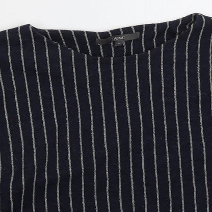 Next Womens Blue Round Neck Striped Cotton Pullover Jumper Size 10