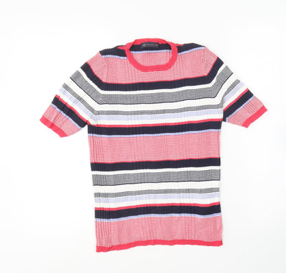 Marks & Spencer Womens Multicoloured Round Neck Striped Viscose Pullover Jumper Size 14