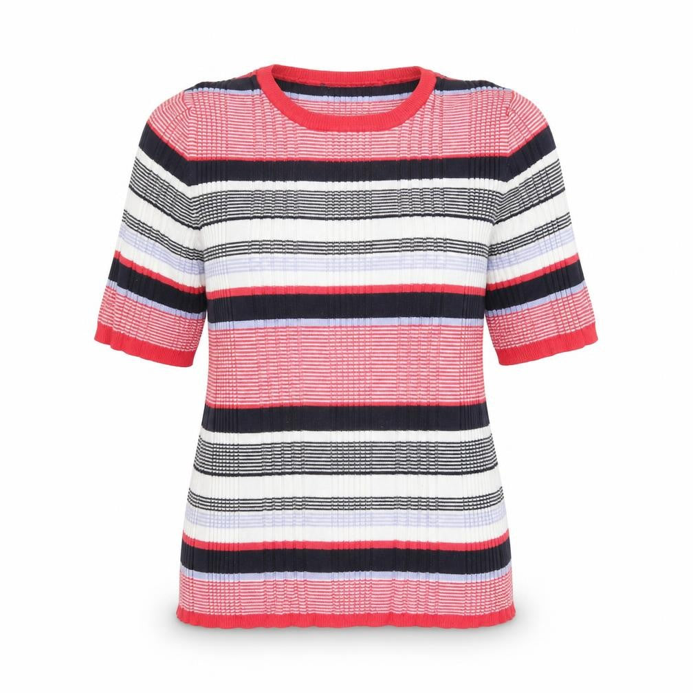 Marks & Spencer Womens Multicoloured Round Neck Striped Viscose Pullover Jumper Size 14