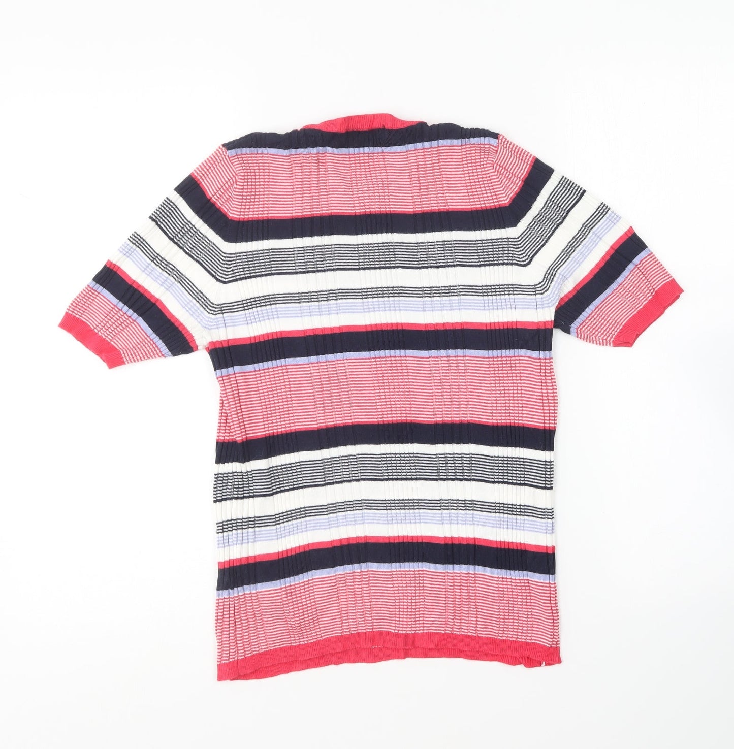 Marks and Spencer Womens Multicoloured Round Neck Striped Viscose Pullover Jumper Size 14