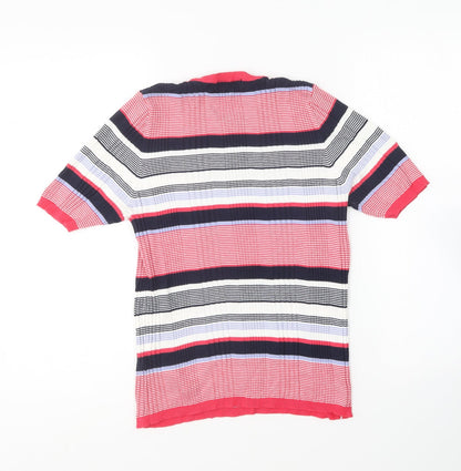 Marks & Spencer Womens Multicoloured Round Neck Striped Viscose Pullover Jumper Size 14