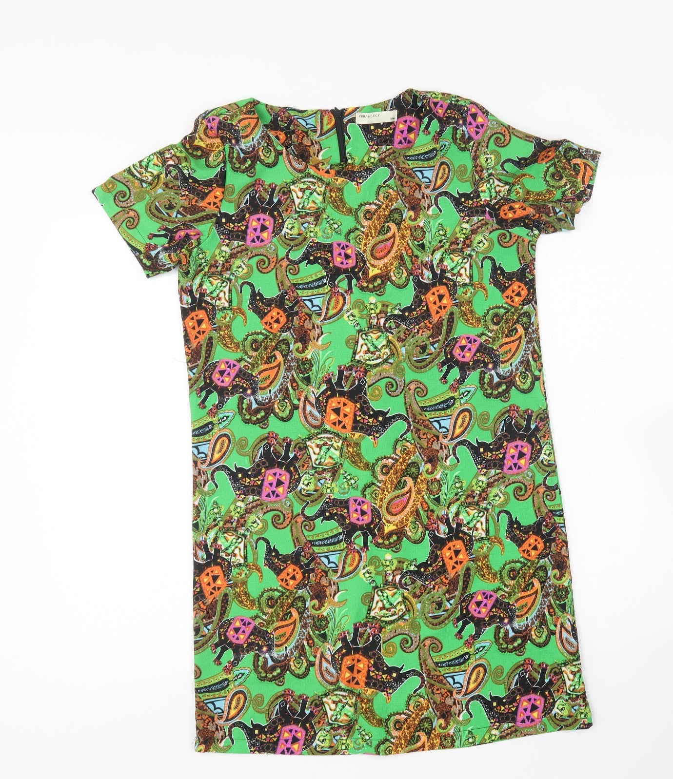 Vera & Lucy Womens Multicoloured Polyester Shift Size S Round Neck