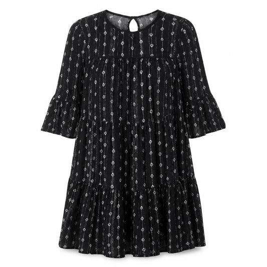 New Look Womens Black Geometric Viscose Shift Size 10 Round Neck