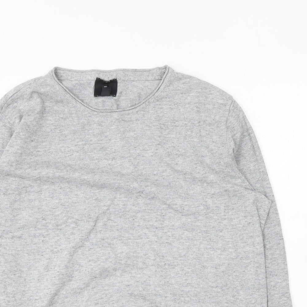 H&M Mens Grey Round Neck Cotton Pullover Jumper Size L
