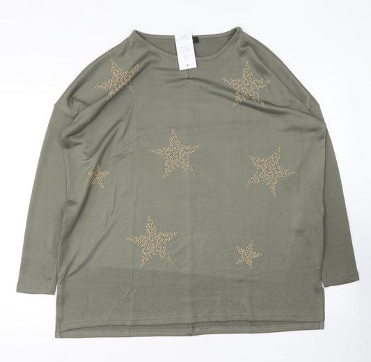 New Look Womens Green Round Neck Polyester Pullover Jumper Size M