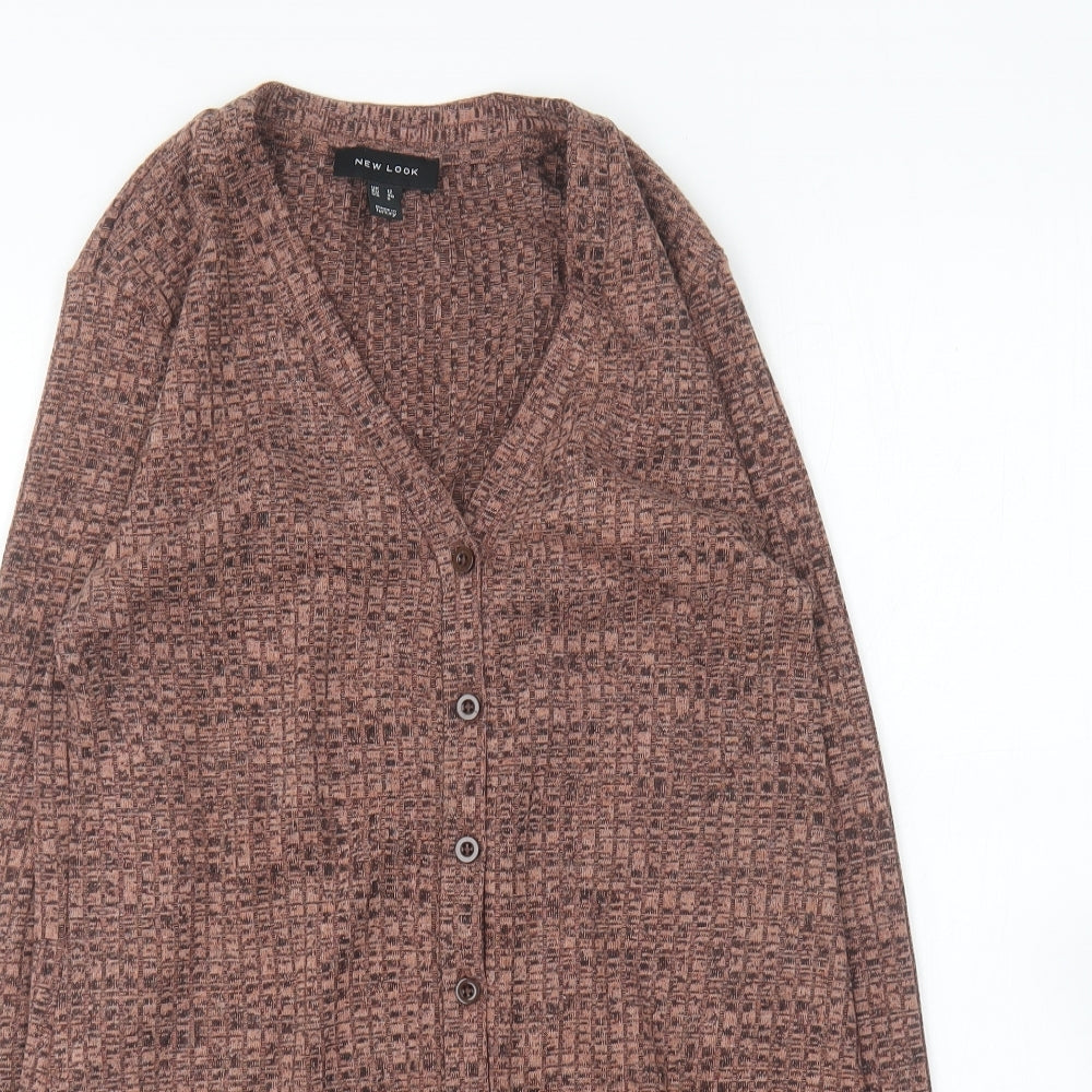 New Look Womens Brown V-Neck Polyester Pullover Jumper Size 12