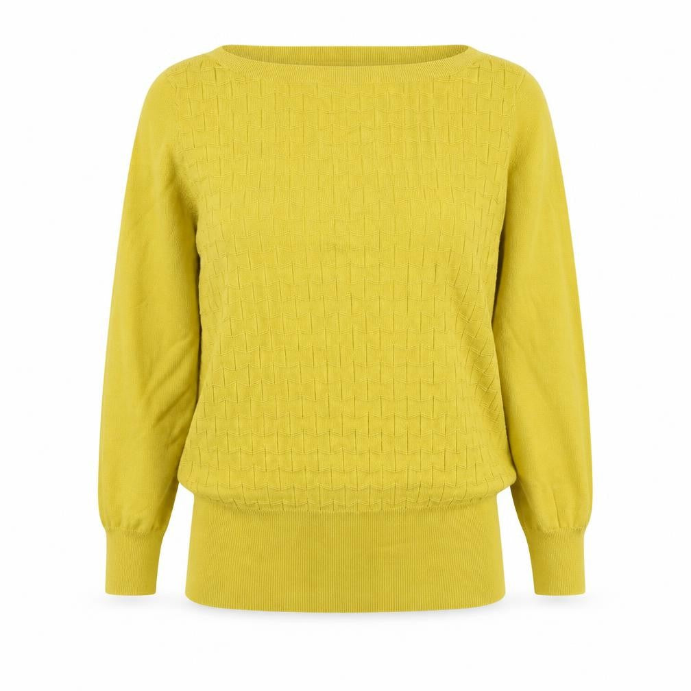 Oasis Womens Yellow Round Neck Cotton Pullover Jumper Size XS