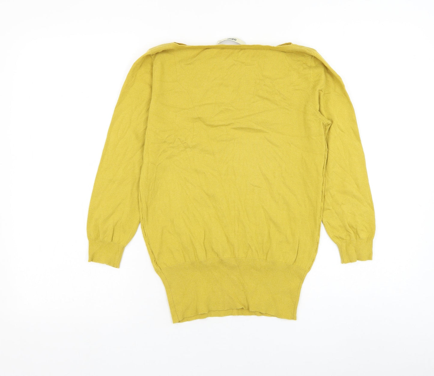 Oasis Womens Yellow Round Neck Cotton Pullover Jumper Size XS