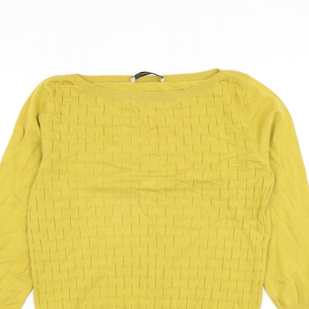 Oasis Womens Yellow Round Neck Cotton Pullover Jumper Size XS