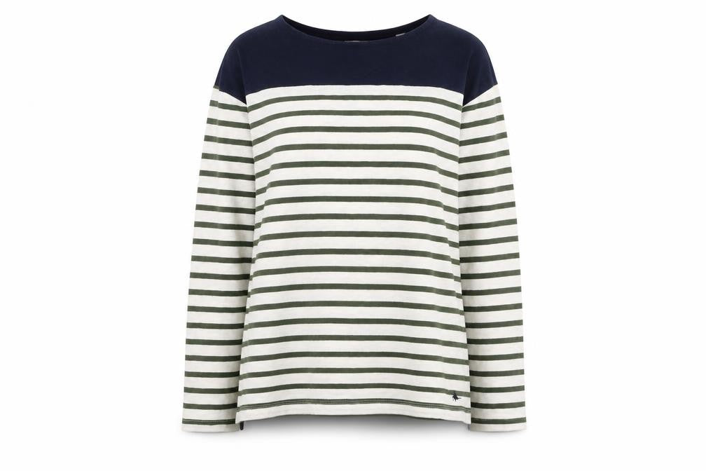Jack Wills Womens White Round Neck Striped Cotton Pullover Jumper Size 6