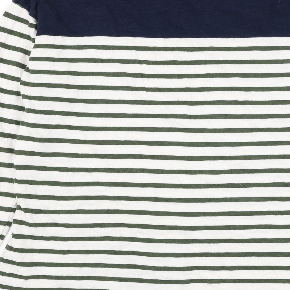 Jack Wills Womens White Round Neck Striped Cotton Pullover Jumper Size 6