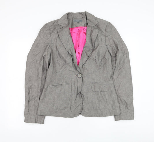 Et Vous Womens Grey Jacket Blazer Size 14 Button