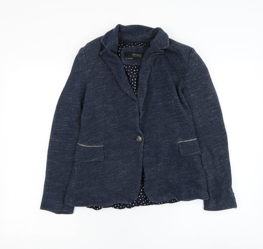 Zara Womens Blue Jacket Blazer Size M Button