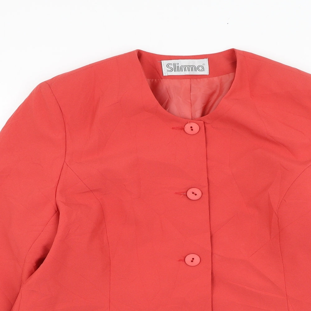 Slimma Womens Pink Jacket Blazer Size 12 Button