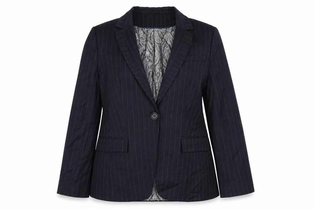 Marks & Spencer Womens Blue Striped Jacket Blazer Size 12 Button