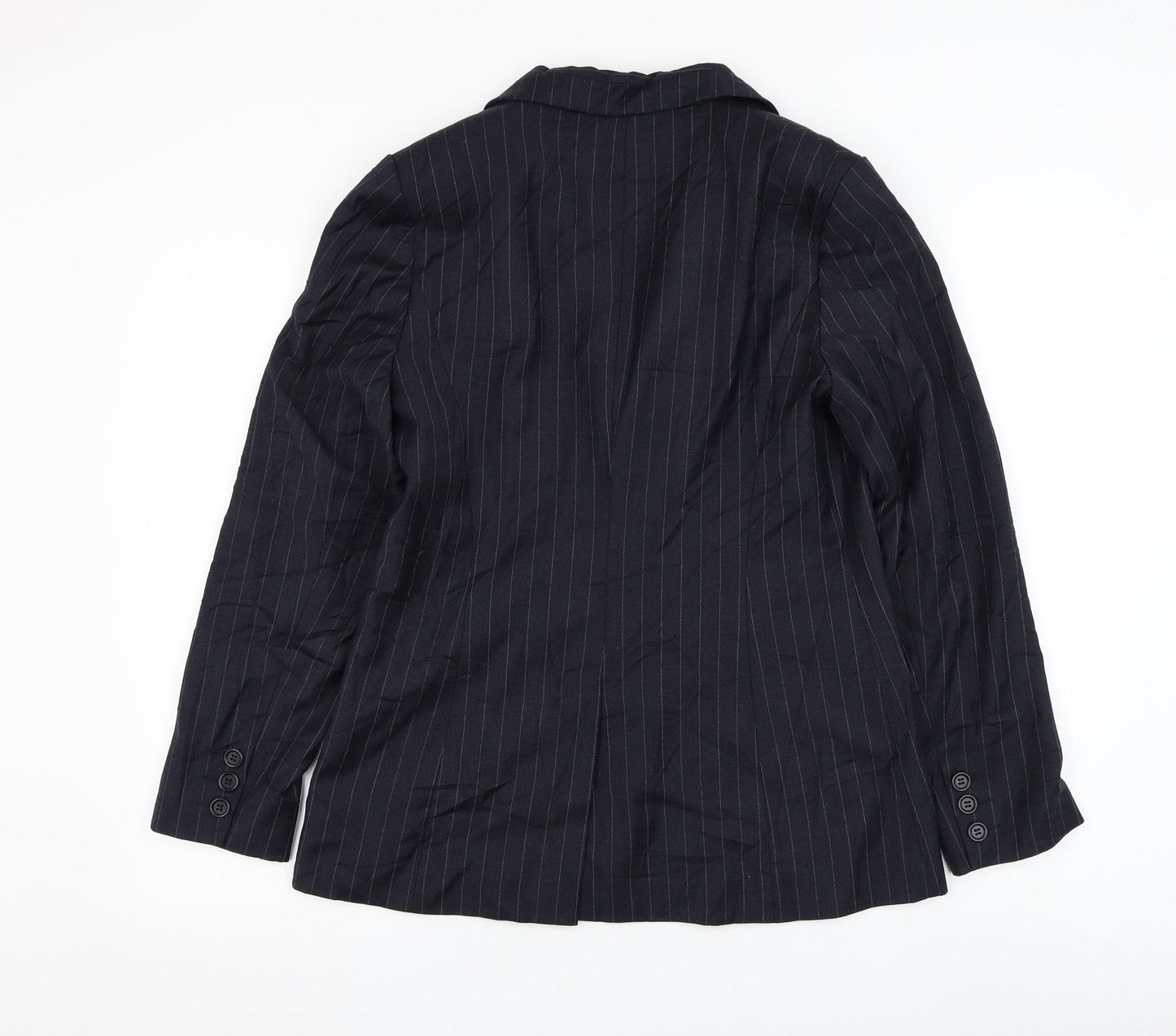 Marks and Spencer Womens Blue Striped Jacket Blazer Size 12 Button