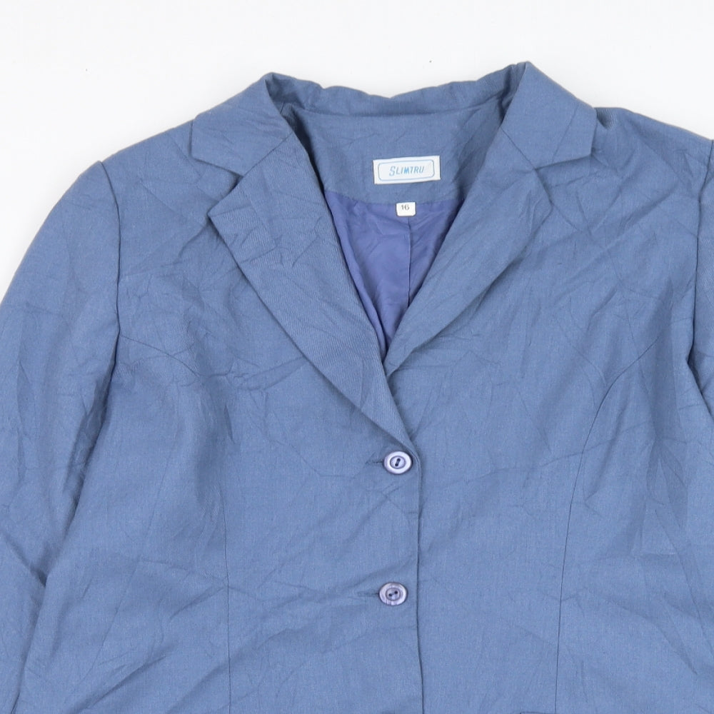 Slimtru Womens Blue Kimono Blazer Size 16 Button