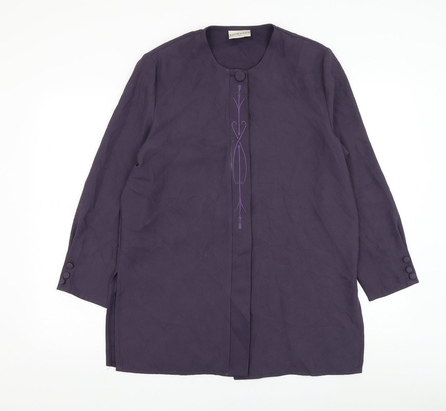 Richards Womens Purple Jacket Blazer Size 10 Button