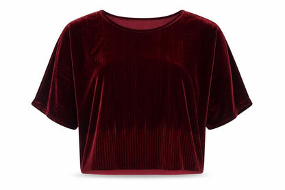 New Feeling Paris Womens Red Polyester Jersey Blouse Size M Round Neck