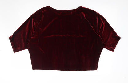 New Feeling Paris Womens Red Polyester Jersey Blouse Size M Round Neck