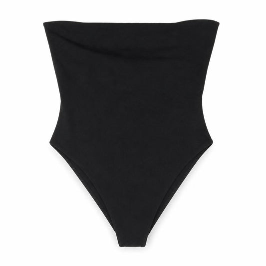 Topshop Womens Black Cotton Bodysuit One-Piece Size M Snap