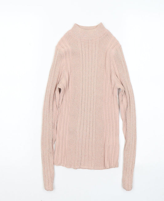 New Look Womens Pink Mock Neck Viscose Pullover Jumper Size 8