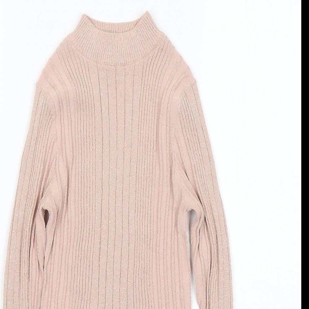 New Look Womens Pink Mock Neck Viscose Pullover Jumper Size 8
