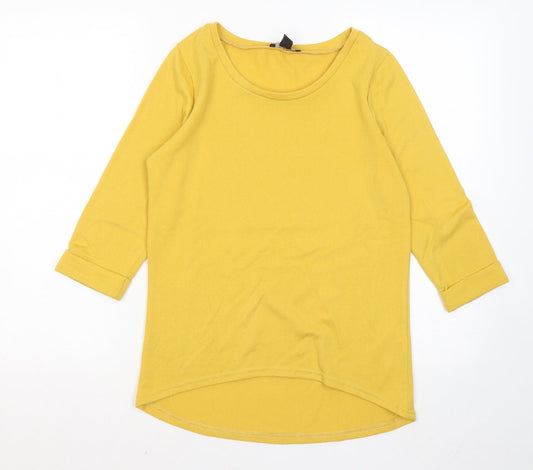 New Look Womens Yellow Round Neck Polyester Pullover Jumper Size 8