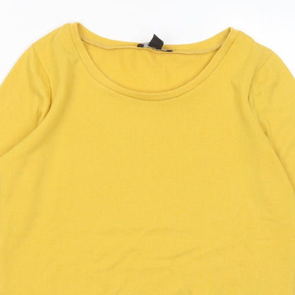 New Look Womens Yellow Round Neck Polyester Pullover Jumper Size 8