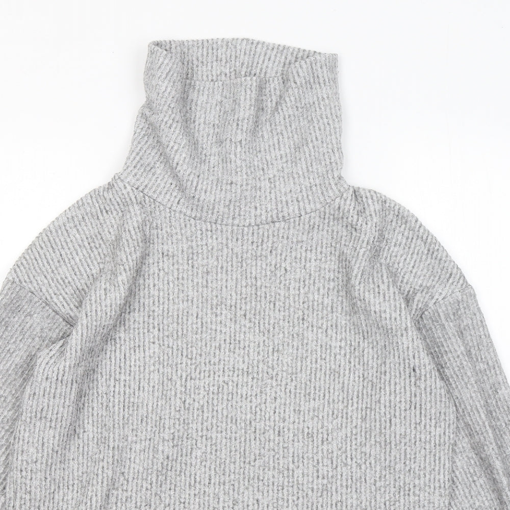 New Look Womens Grey Roll Neck Polyester Pullover Jumper Size S