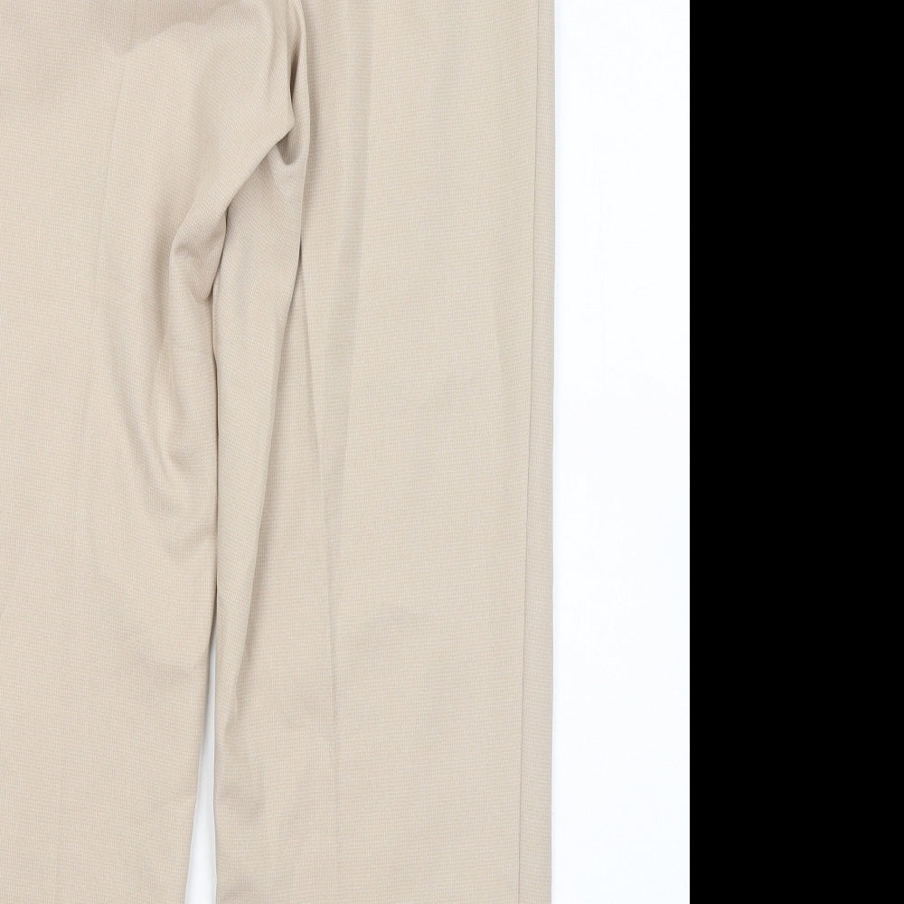 Marks and Spencer Womens Beige Polyester Trousers Size 12 L24 in Regular