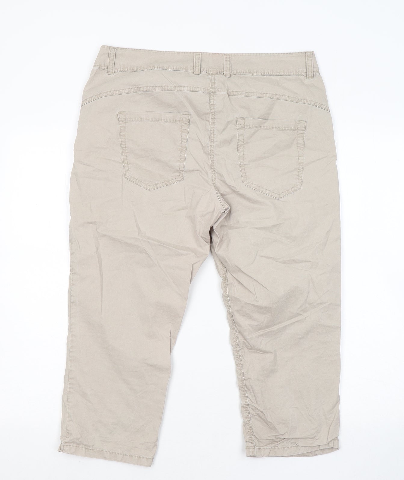 TOM TAILOR Womens Grey Cotton Cropped Trousers Size 34 in L20 in Regular