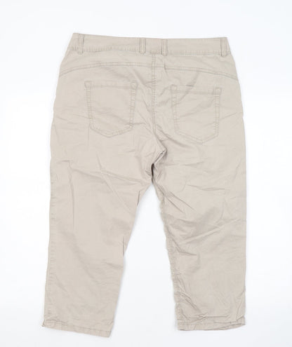 Tom Tailor Womens Grey Cotton Cropped Trousers Size 34 in L20 in Regular
