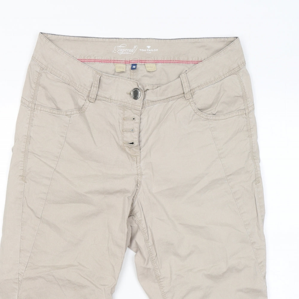 TOM TAILOR Womens Grey Cotton Cropped Trousers Size 34 in L20 in Regular