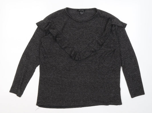 New Look Womens Grey Round Neck Polyester Pullover Jumper Size S