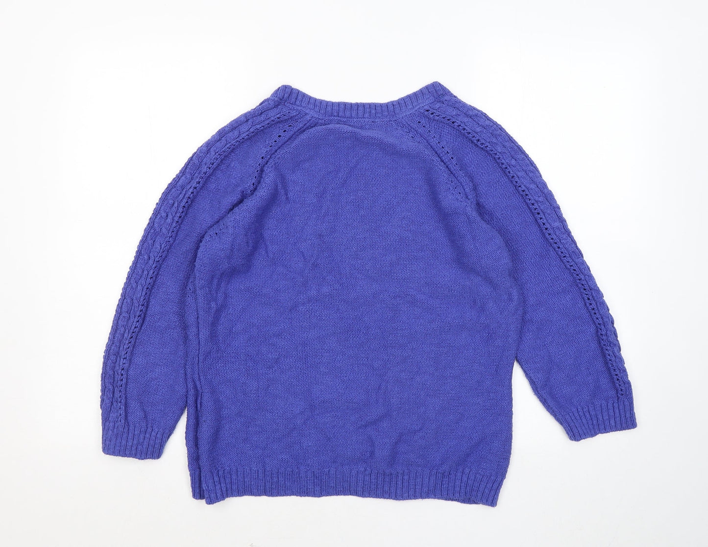 Marks and Spencer Womens Blue Round Neck Acrylic Pullover Jumper Size 16