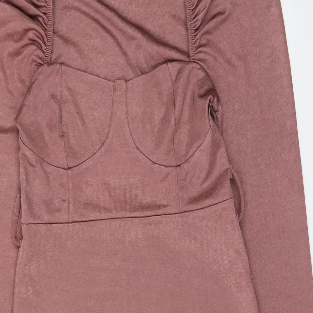 ASOS Womens Pink Polyester A-Line Size 8 Square Neck