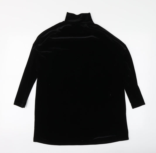 Missguided Womens Black Polyester Basic Blouse Size 6 High Neck