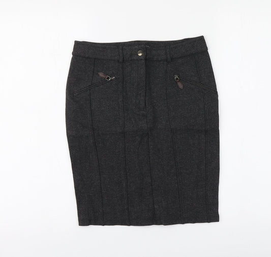 Zara Womens Grey Polyester A-Line Skirt Size M