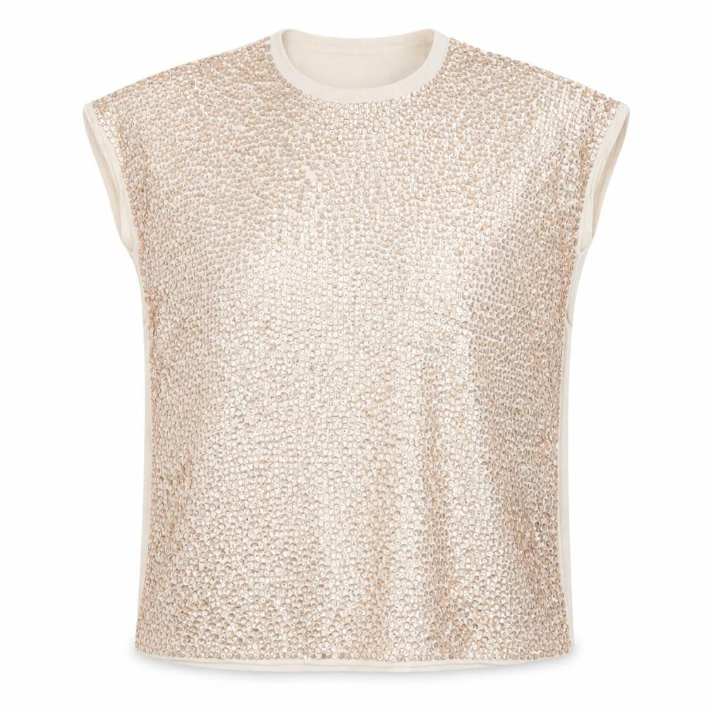 Warehouse Womens Beige Viscose Basic Blouse Size 10 Round Neck