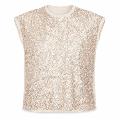 Warehouse Womens Beige Viscose Basic Blouse Size 10 Round Neck