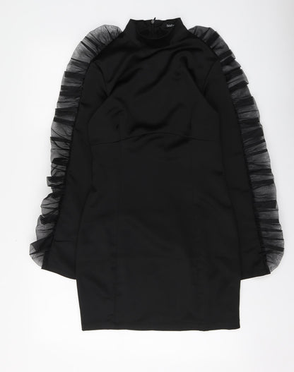 Preloved Boohoo Womens Black Polyester A-Line Size 10 High Neck - Front