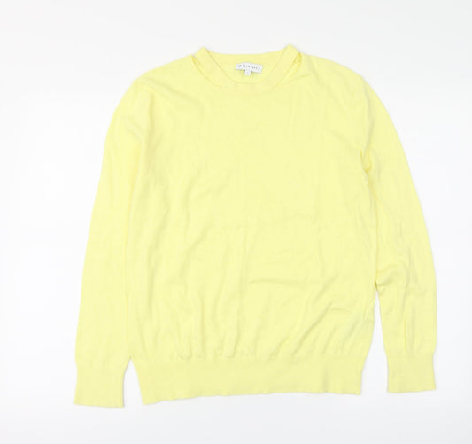 Warehouse Womens Yellow Round Neck Cotton Pullover Jumper Size 6