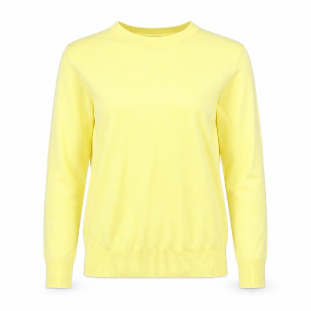 Warehouse Womens Yellow Round Neck Cotton Pullover Jumper Size 6