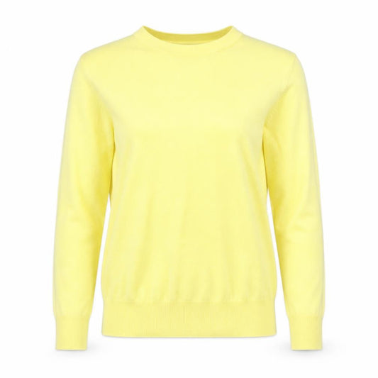 Warehouse Womens Yellow Round Neck Cotton Pullover Jumper Size 6