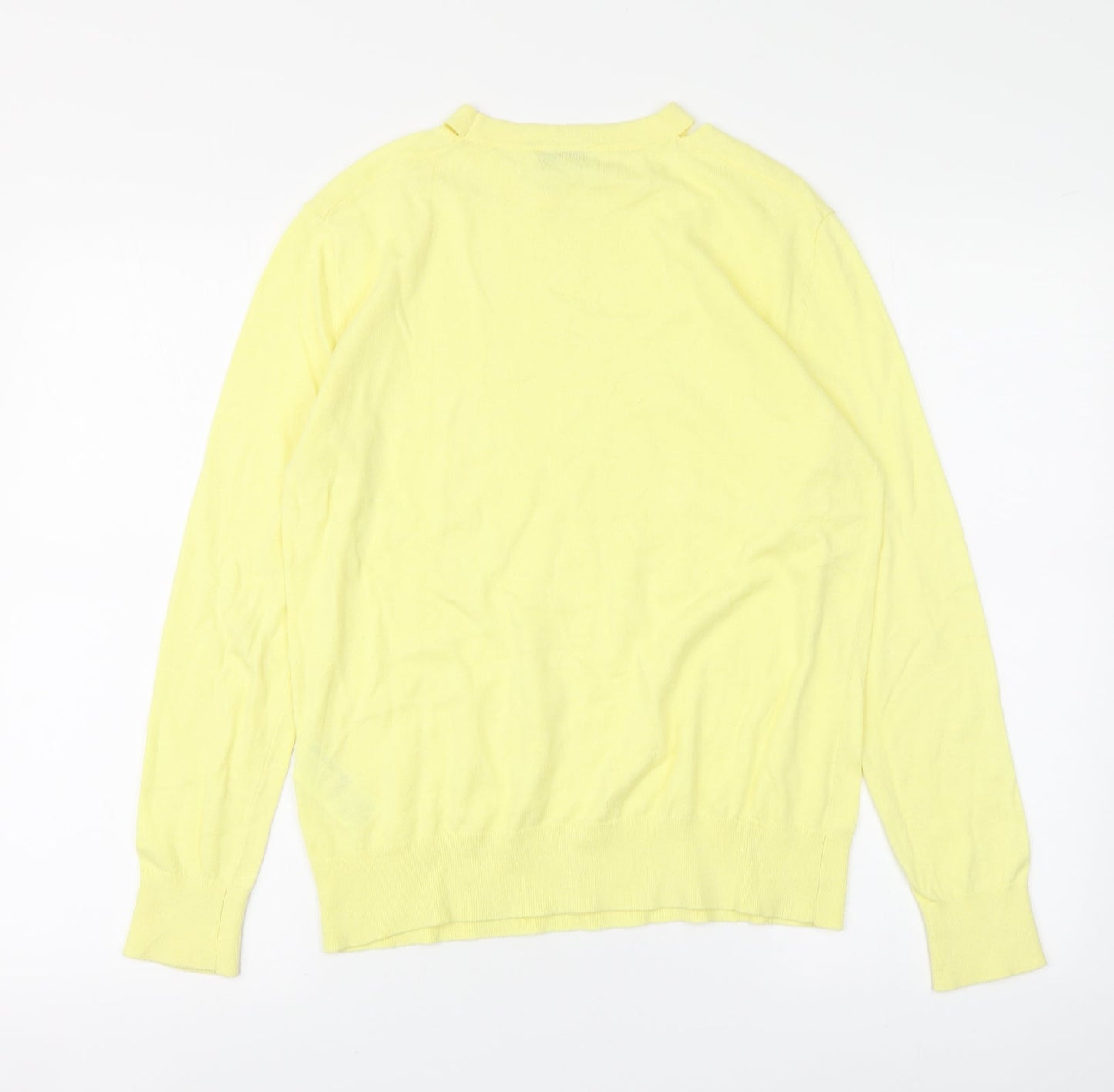 Warehouse Womens Yellow Round Neck Cotton Pullover Jumper Size 6