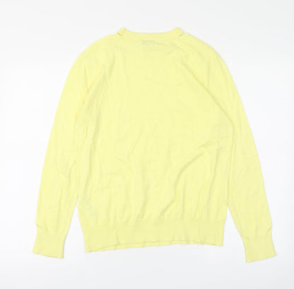 Warehouse Womens Yellow Round Neck Cotton Pullover Jumper Size 6