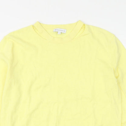 Warehouse Womens Yellow Round Neck Cotton Pullover Jumper Size 6